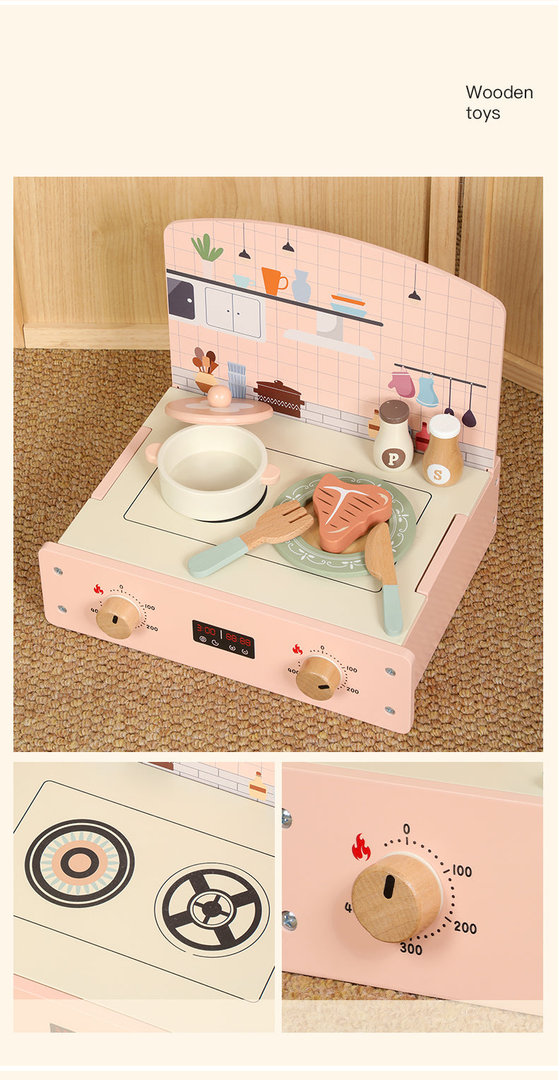 Spielzeugküche für Kleinkinder, Holzspielzeug, Kinderküchen-Spielset, Spiellebensmittel, Küchenzubehör, Kochset, Geschenk für Jungen und Mädchen, geeignet für 3, 4, 5, 6 Jahre