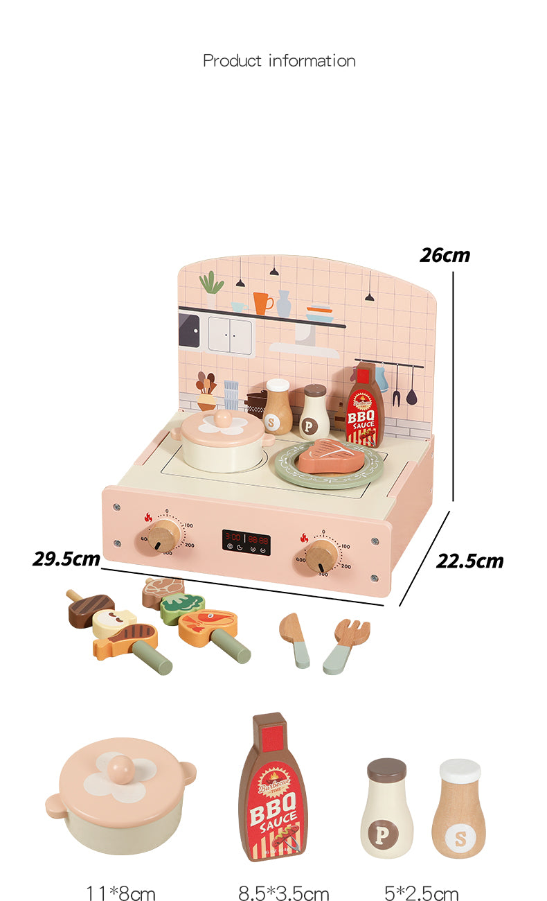 Spielzeugküche für Kleinkinder, Holzspielzeug, Kinderküchen-Spielset, Spiellebensmittel, Küchenzubehör, Kochset, Geschenk für Jungen und Mädchen, geeignet für 3, 4, 5, 6 Jahre