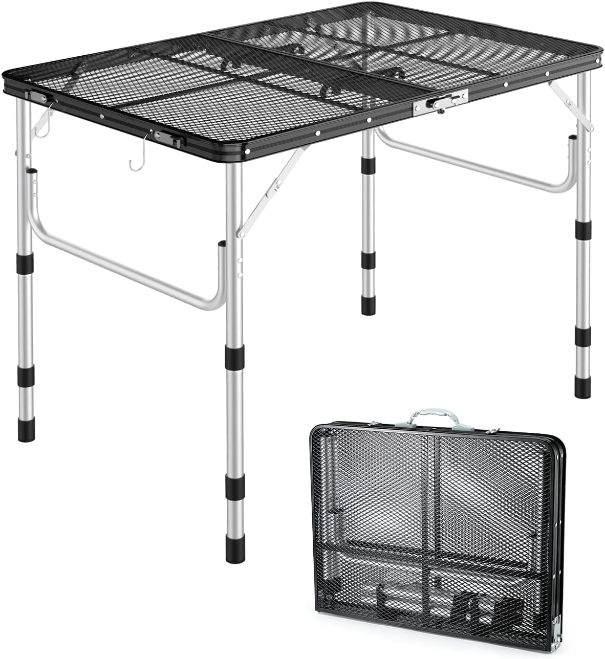 Table Outdoor Foldable - Camping Table Foldable 3 Height Adjustable Garden Table Camping Table Lightweight and Portable Small Barbecue Table for Picnic Camping