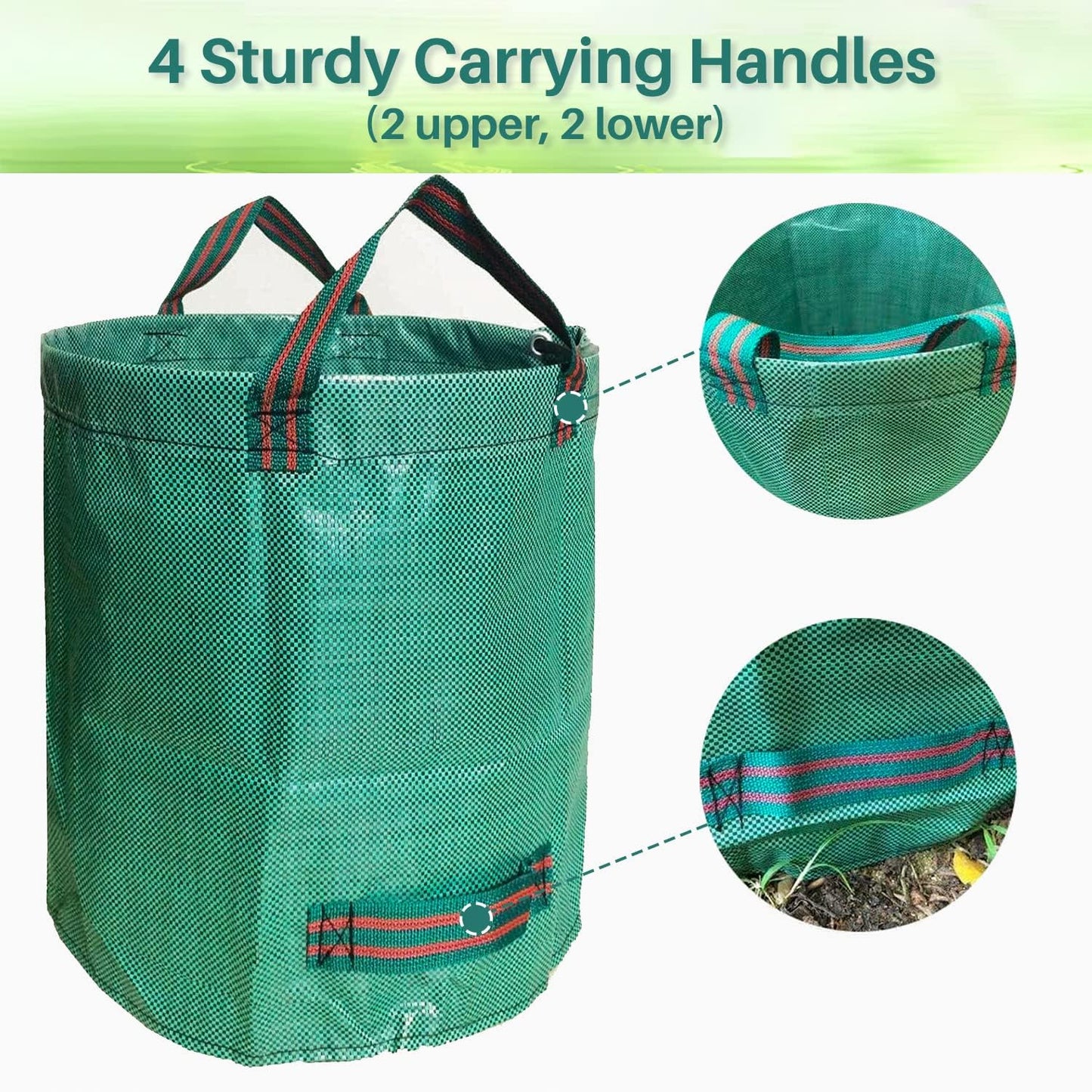 Singwow Robuste Gartensäcke – 500 L x 2 wiederverwendbare Säcke mit Griffen, ideal zum Sammeln von Abfällen, Blättern und Gras