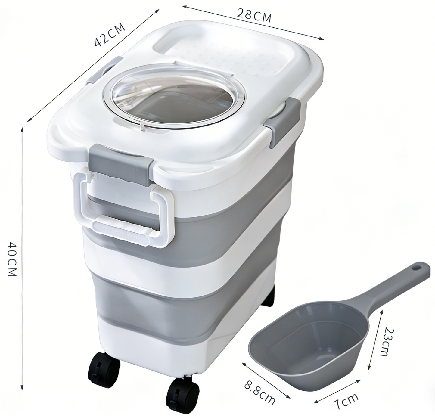 Folding Pet Food Bucket - Gray - 45L