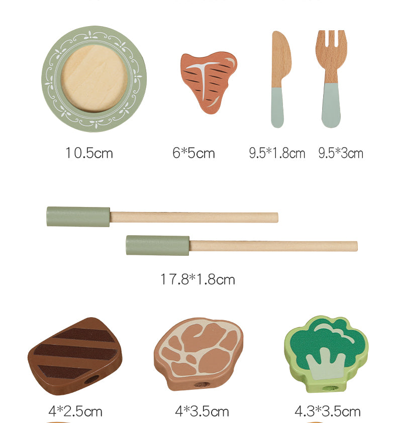 Spielzeugküche für Kleinkinder, Holzspielzeug, Kinderküchen-Spielset, Spiellebensmittel, Küchenzubehör, Kochset, Geschenk für Jungen und Mädchen, geeignet für 3, 4, 5, 6 Jahre