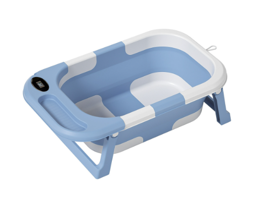 Baby Bath with Thermometer, Foldable Baby Bathtub, Non-Slip Portable Folding Bath with Seat Mat, Baby Bathtub, Baby Bathtub, Portable Travel Bathtub for Newborns from 0-36 Months baby bath tub baby bath