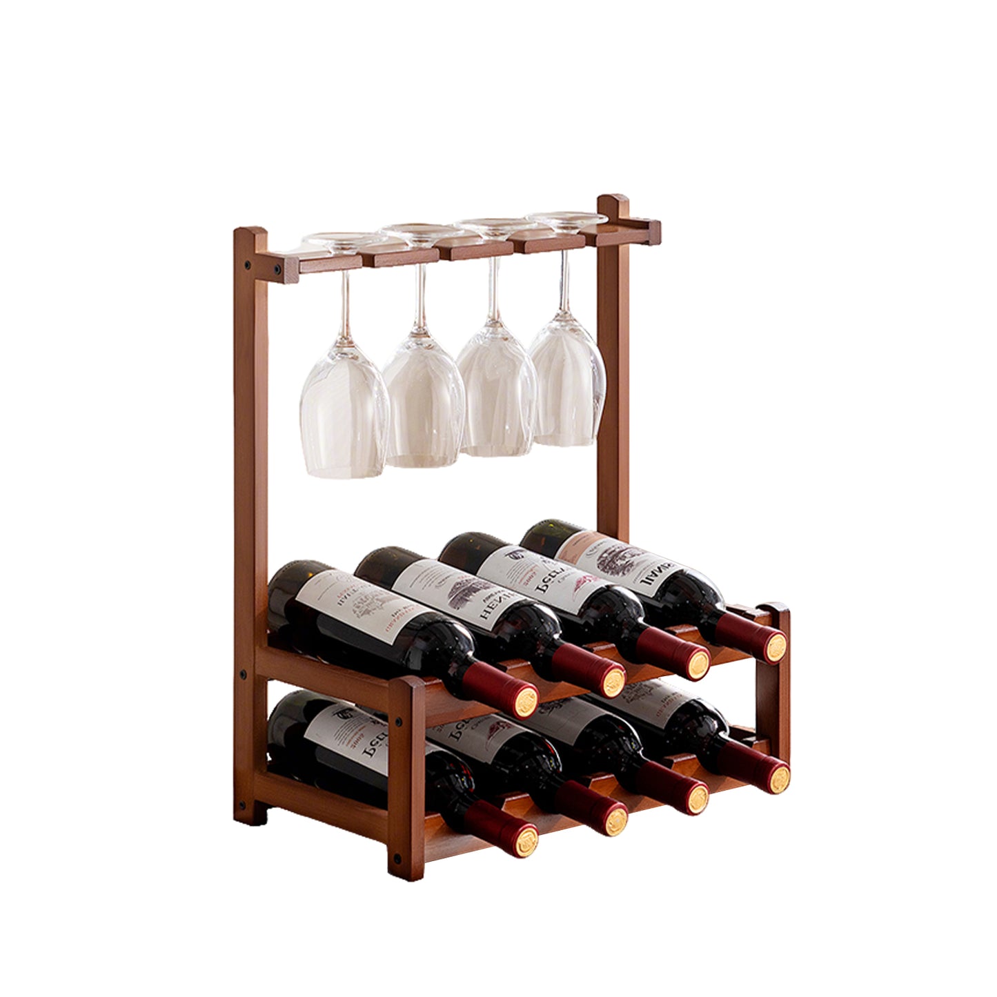 Wine rack with glass holder