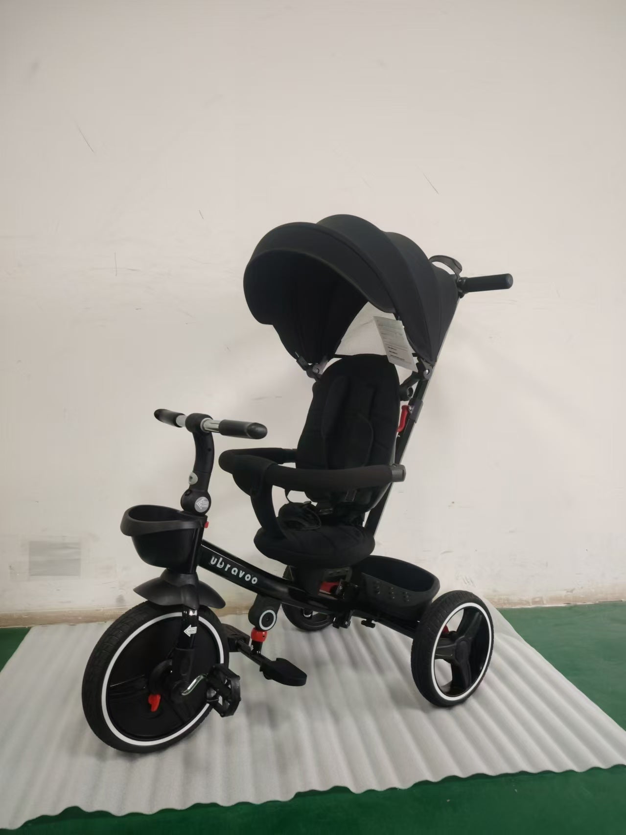 Baby Dreirad mit Schubstange, 6-in-1-Baby-Push-Bike-Lenk-Kinderwagen, Lernendes Kinderdreirad/Abnehmbare Leitplanke