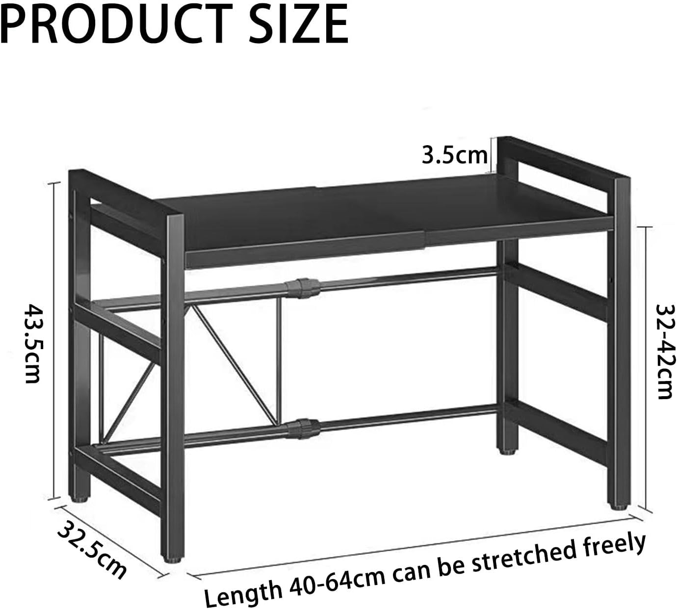 Microwave Rack 2 Tier Microwave Rack with 6 Hooks Kitchen Storage Rack Countertop Microwave Bread Rack