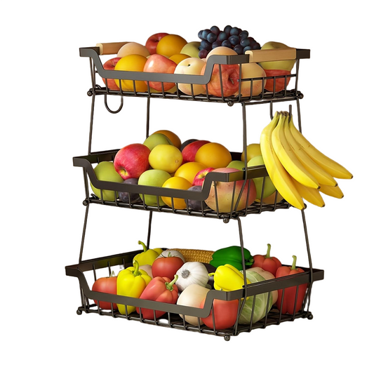 Square Three-Tier Fruit and Vegetable Basket