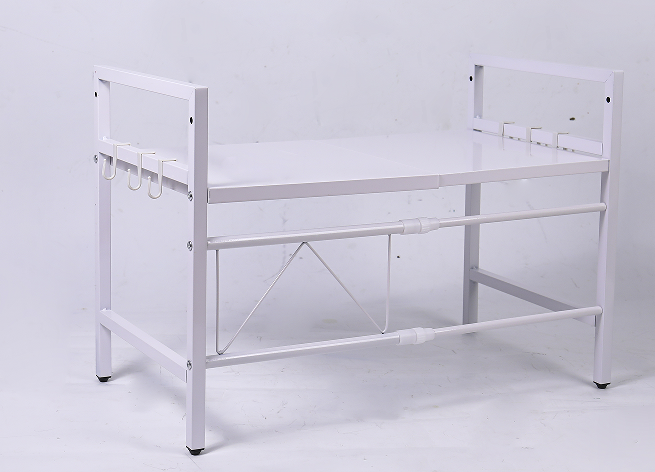 White Single-Tier Microwave Shelf – Space-Saving Kitchen Organizer, Sturdy Countertop Storage Rack for Microwave