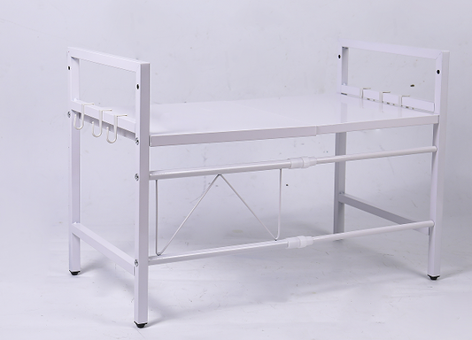 White Single-Tier Microwave Shelf – Space-Saving Kitchen Organizer, Sturdy Countertop Storage Rack for Microwave