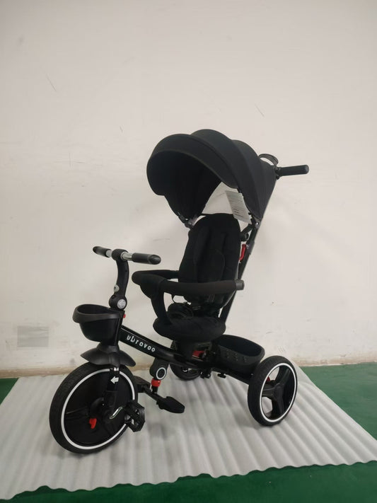 Baby Dreirad mit Schubstange, 6-in-1-Baby-Push-Bike-Lenk-Kinderwagen, Lernendes Kinderdreirad/Abnehmbare Leitplanke