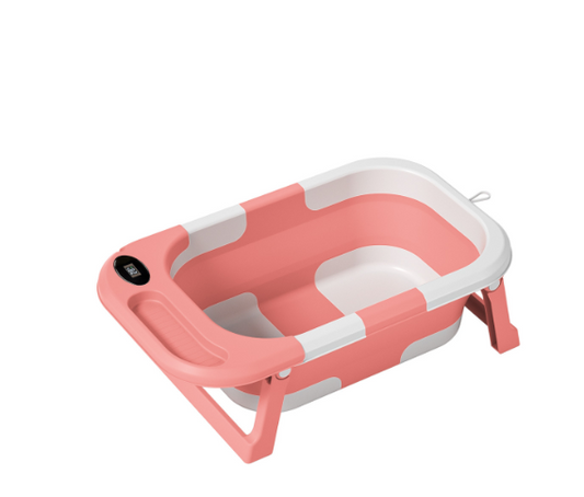 Baby Bath with Thermometer, Foldable Baby Bathtub, Non-Slip Portable Folding Bath with Seat Mat, Baby Bathtub, Baby Bathtub, Portable Travel Bathtub for Newborns from 0-36 Months baby bath tub baby bath