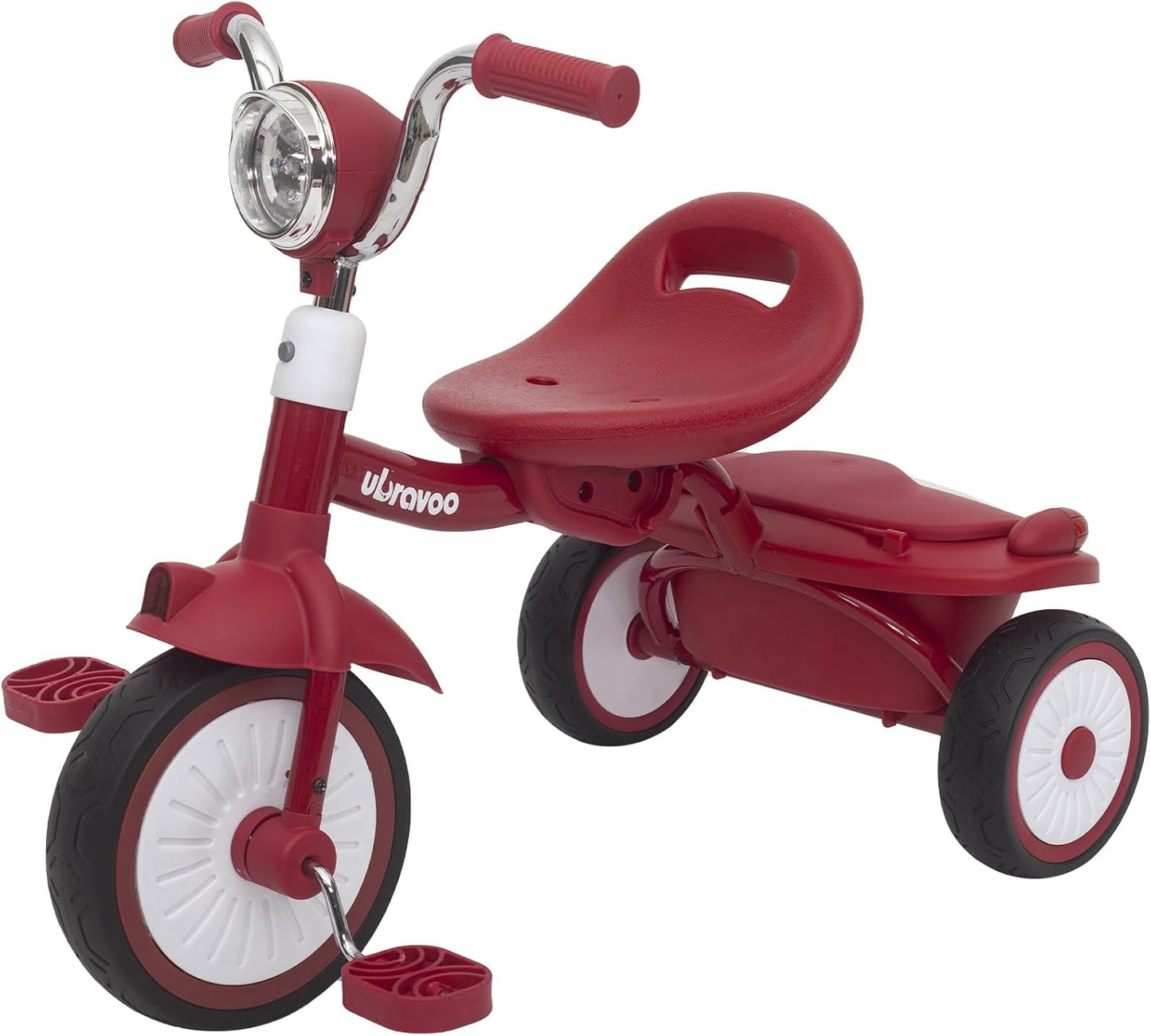 UBRAVOO Baby Dreirad - Klappbares Kleinkind-Dreirad Mit Pedalen, Coolen Lichtern, Robusten Rädern Und Bequemem Sitz - Erstes Lauflern-Fahrzeug Für 1-5 Jahre Alte Mädchen Und Jungen (Rot)