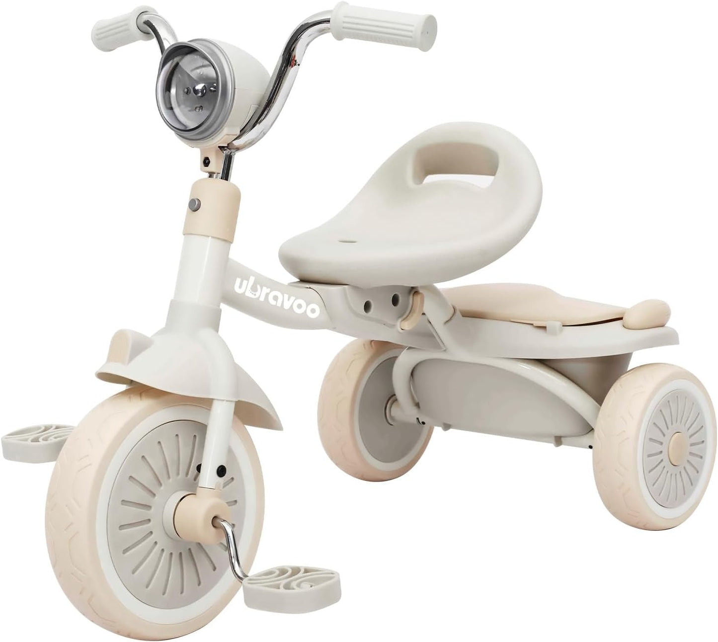 UBRAVOO Baby Dreirad - Klappbares Kleinkind-Dreirad Mit Pedalen, Coolen Lichtern, Robusten Rädern Und Bequemem Sitz - Erstes Lauflern-Fahrzeug Für 1-5 Jahre Alte Mädchen Und Jungen (Rot)
