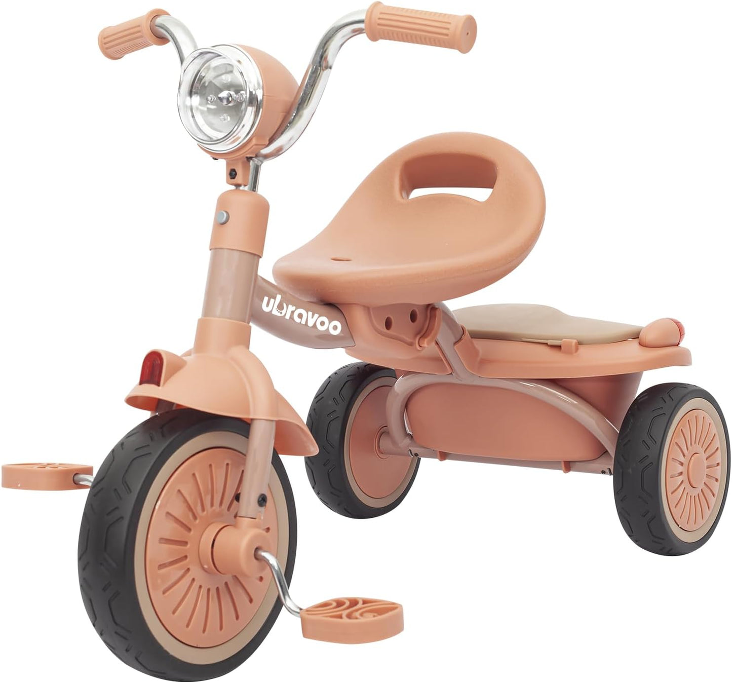 UBRAVOO Baby Dreirad - Klappbares Kleinkind-Dreirad Mit Pedalen, Coolen Lichtern, Robusten Rädern Und Bequemem Sitz - Erstes Lauflern-Fahrzeug Für 1-5 Jahre Alte Mädchen Und Jungen (Rot)