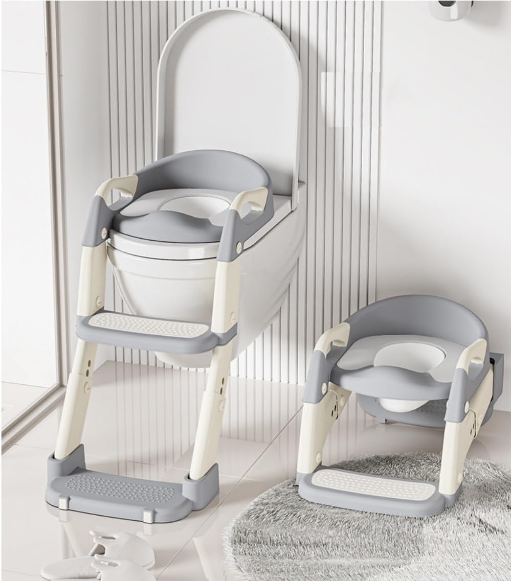 Kinder-Töpfchentrainingssitz mit Stufen, 2-in-1 Kleinkind-Toilettenleitersitz für Jungen und Mädchen