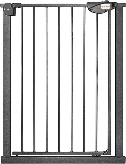 UBRAVOO Baby Gate for Dogs,Height 100CM Door Safety Gate for Child 76-84 cm Wide Auto Close Triple Lock Open Keep Stair Gate(Black)