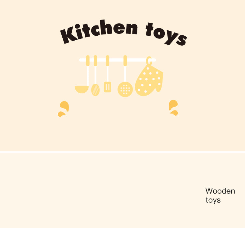 Spielzeugküche für Kleinkinder, Holzspielzeug, Kinderküchen-Spielset, Spiellebensmittel, Küchenzubehör, Kochset, Geschenk für Jungen und Mädchen, geeignet für 3, 4, 5, 6 Jahre