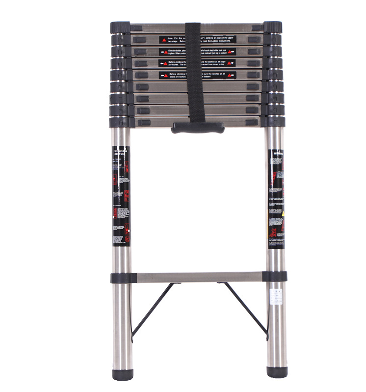 3.2m Stainless Steel Telescopic Ladder - Silver