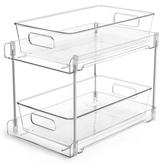 2 Tier Kitchen Storage and Organisation Cupboard Organiser, Under Sink Shelf, Under Cabinet Organizer , for Bathroom Kitchen Countertop