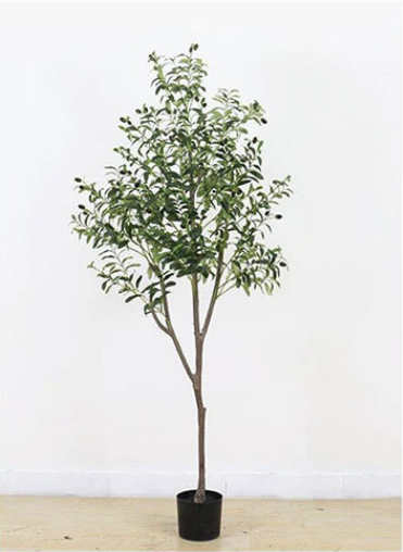 Artificial Olive Tree, 180cm Faux Olive Tree Indoor with Natural Wood Trunk and Lifelike Leaves for Home Living Room Bedroom Balcony Office Garden Decor