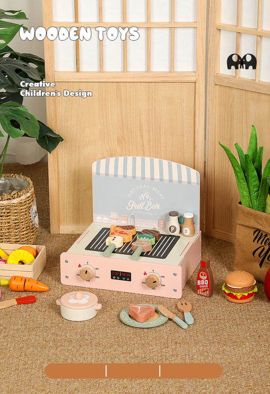Spielzeugküche für Kleinkinder, Holzspielzeug, Kinderküchen-Spielset, Spiellebensmittel, Küchenzubehör, Kochset, Geschenk für Jungen und Mädchen, geeignet für 3, 4, 5, 6 Jahre