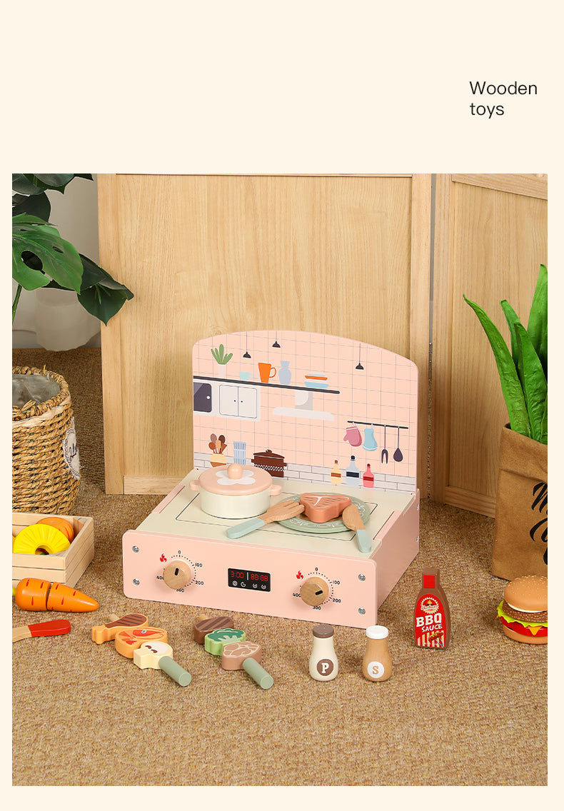 Spielzeugküche für Kleinkinder, Holzspielzeug, Kinderküchen-Spielset, Spiellebensmittel, Küchenzubehör, Kochset, Geschenk für Jungen und Mädchen, geeignet für 3, 4, 5, 6 Jahre
